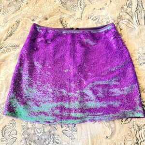 Love, Fire Sequin Skirt in Purple and Green